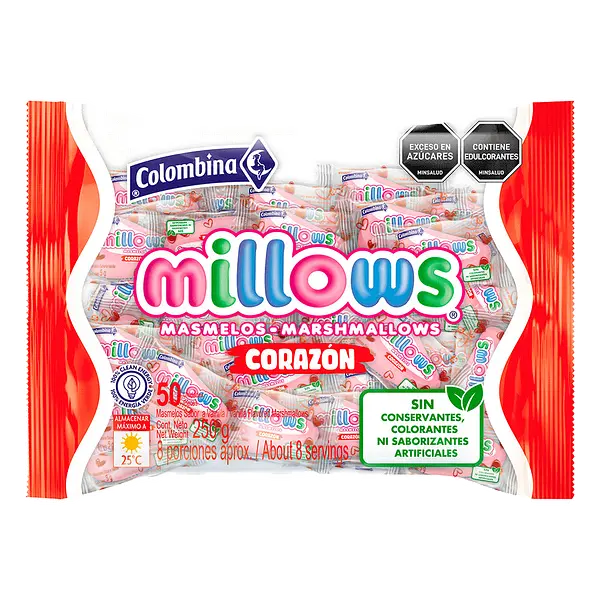 Masmelos Empacados Corazon Millows