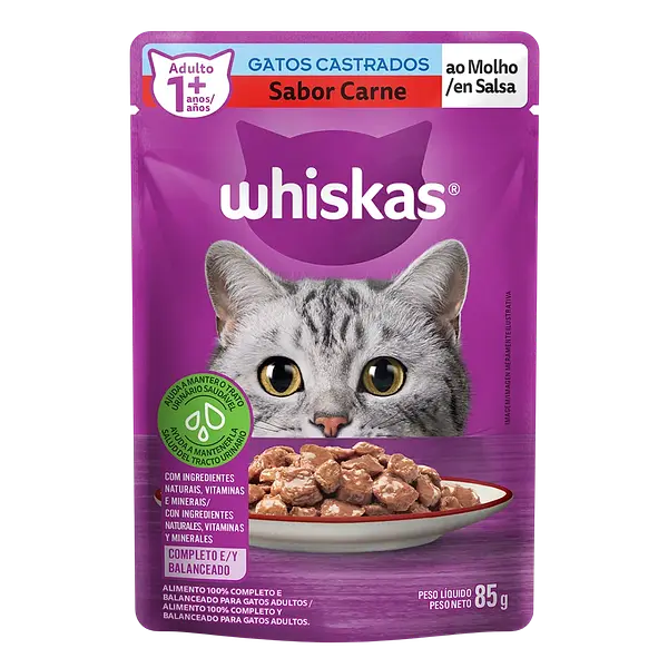 Alimento Humedo Pouch Carne Gato Castrado Whiskas