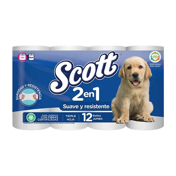 Papel Higienico Triple Hoja Azul 2En1 Scoot