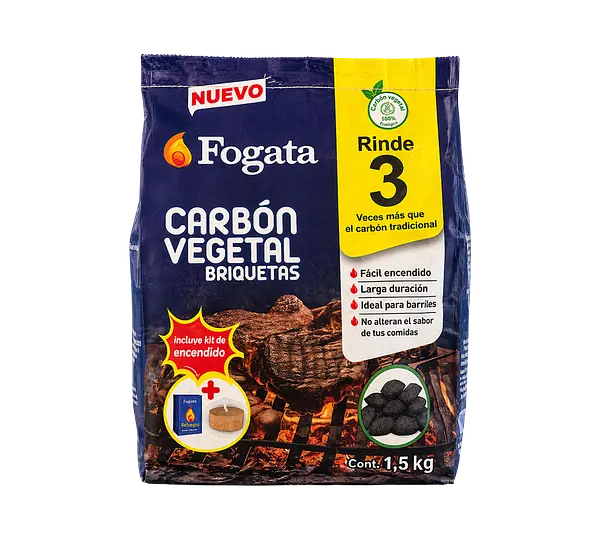 Carbon Vegetal Briquetas+Kit Encendido Fogata