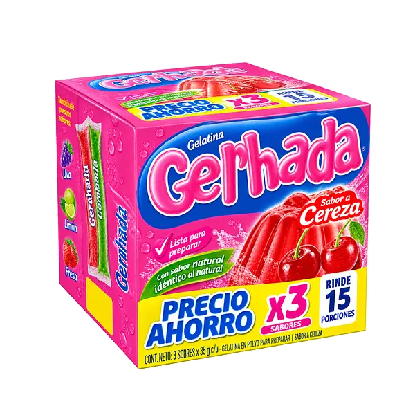 Gelatina Surtida Gelhada 35 Gr Paquete X 3