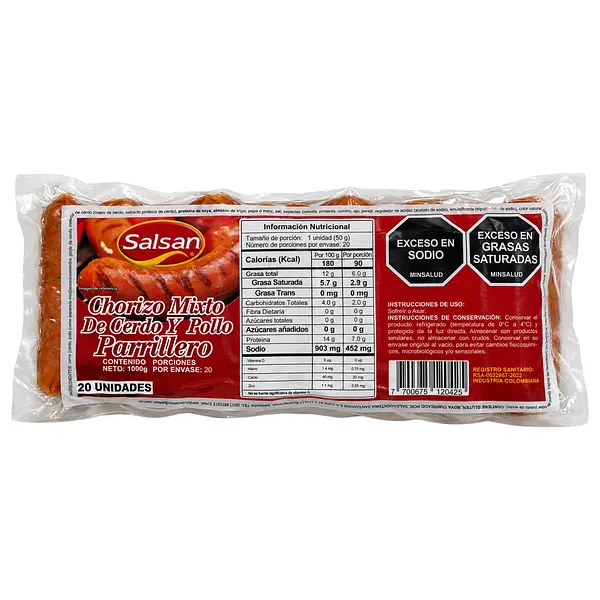 Chorizo Parrillero Mixto Salsan 1800 Gr X 20
