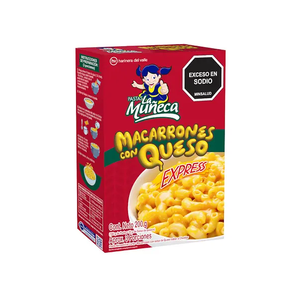Pasta Macarrones Queso Muñeca Caja